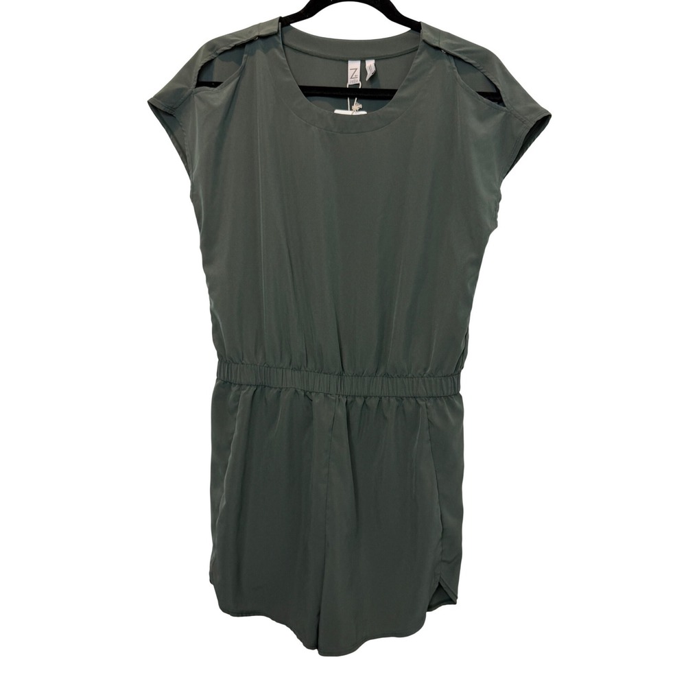 Z by Zella Women Green Shoulder Cut Out Elastic Waist Active Romper RK447981MI S